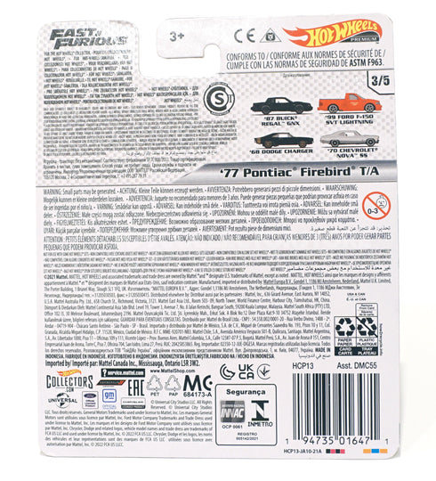 Hot Wheels Fast and Furious 77 Pontiac Firebird Trans Am Car Culture Diecast
